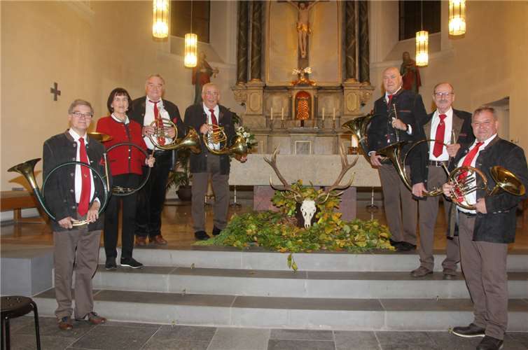 Auch die beliebten Jagdhornbläser waren bei der Messe dabei. Privat