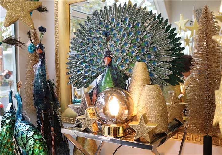 Auch ein edler Pfau findet seinen Platz in der Weihnachtsdeko.Fotos: SOT