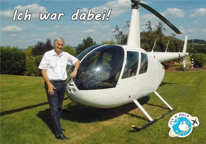 Auch mit günstigen Hubschrauber-Rundflügen – bereits ab 50 Euro – ab dem Flughafen Winningen werben die röhrig-hagebaumärkte für die beeindruckende Stiftung von Reiner Meutsch. Foto: privat