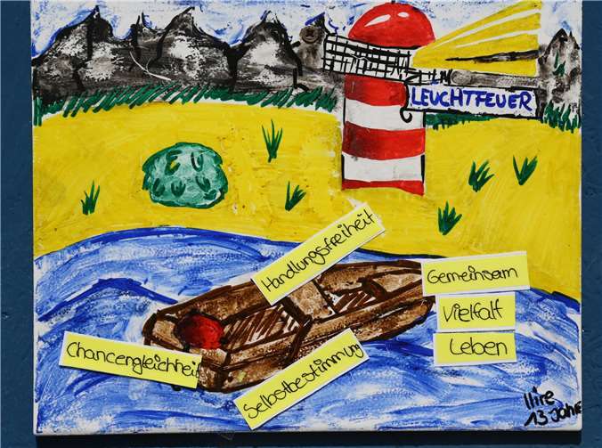 Auf Fliesen wurden Wünsche und Anregungen dargestellt.