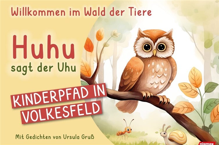 Auf dem Kinderpfad werden die jungen Entdecker von Illustrationen und Gedichten aus dem Buch „Huhu sagt der Uhu“ von Ursula Gruß begleitet.