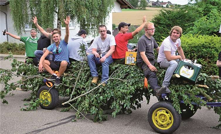 Auf dem Kirmesbaum zogen die Burschen durch Melsbach.HEP