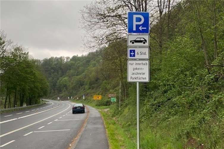 Auf dem Parkplatz an der Ruppertsklamm dürfen PKW bis zu sechs Stunden und Wohnmobile bis zu 24 Stunden kostenfrei parken.  Foto: Stadtverwaltung Lahnstein