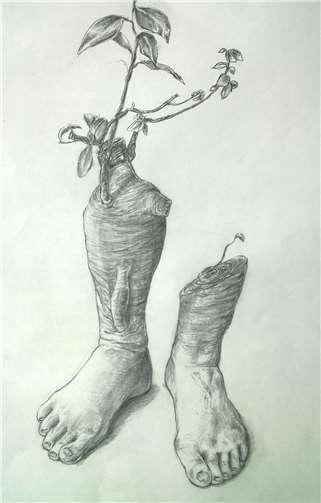 "Auf dem Weg ..." - von Stella Sun, Bleistift, 60 x 30 cm.