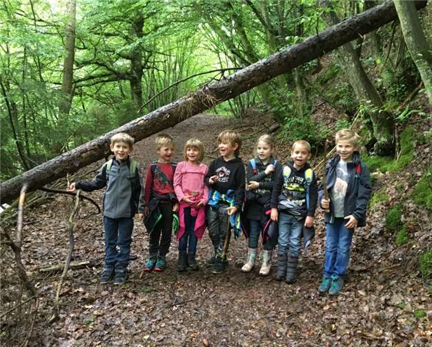 Auf dem Weg zum Pizza backen entdeckten die Kinder noch einiges im Wald.privat