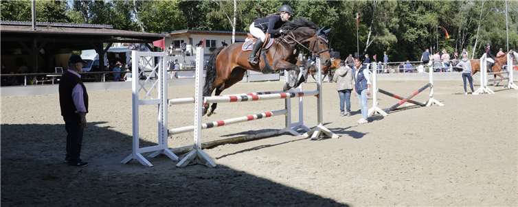 Auf dem vor wenigen Jahren erweiterten Abreiteplatz wärmten sich die Sportler mit ihren Pferden auf.Fotos: CEW