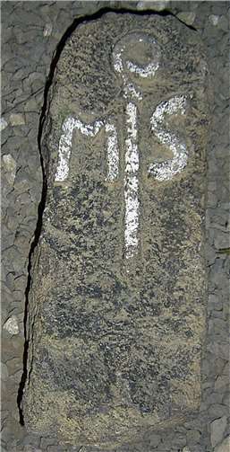 Auf den Grenzsteinen befinden sich die Buchstaben „M“ und „S“ für Marienstatt mit einem Abtsstab.  Foto: Zisterzienserabtei Marienstatt