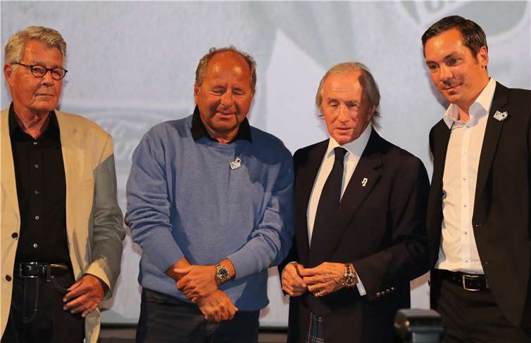 Auf der Bühne (v-l..n.r.) Rainer Braun, Klaus Ludwig, Jacky Stewart und Mirco Markfort.