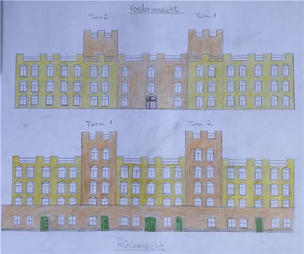 Auf der Skizze sind Anbauten im klassisch modernen Stil ergänzt.  Foto: Regionalverband Unteres Mittelrheintal Stadtbild Deutschland