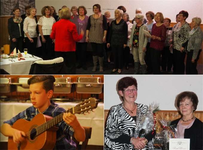 Auf der Weihnachtsfeier des Frauenchors Bubenheim kam bei viel Gesang besinnliche Stimmung auf. Links unten: Finn Lebig sowie rechts unten: Norma Bastian und Christa Steiert.privat
