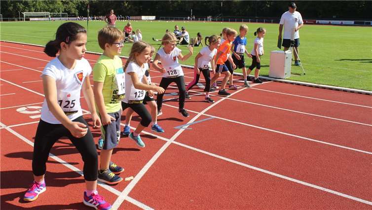 Auf die Plätze fertig los..., die 70 Leichtathletik Kids gaben bei den einzelnen Disziplinen alles. -DU-