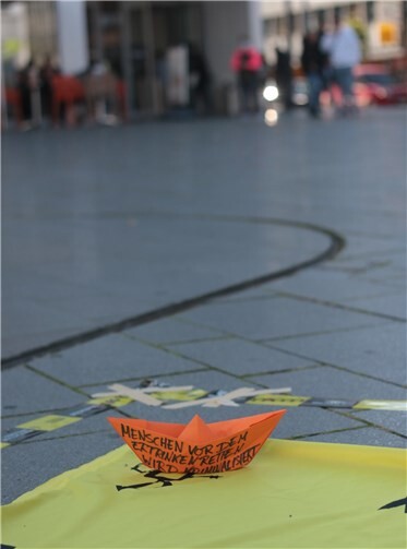 Auf die Zustände an den EU-Außengrenzen wies die Mahnwache hin.