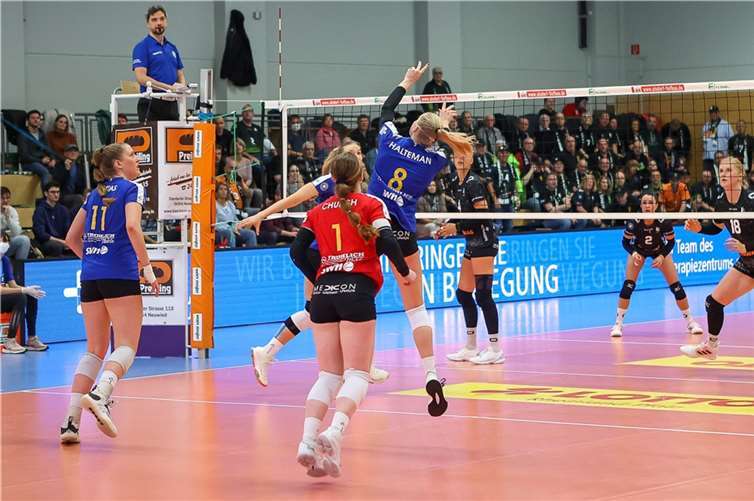 Auf eine gut gefüllte Spielhalle wie hier gegen die Ladys in Black Aachen wird man angesichts der Pandemieentwicklung bei den Deichstadtvolleys wohl vorläufig verzichten müssen. Foto: Joerg Niebergall