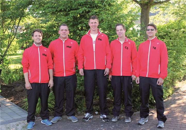 Aufstiegsmannschaft Herren SV Urmitz: Marius Hutzl, Niclas Weiler, Oliver Koch, Christopher Saal, Torsten Ritter.