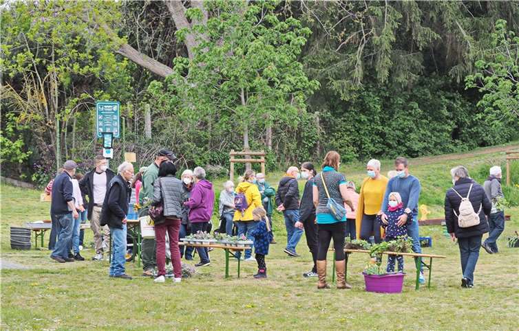 Ausschnitt aus der Tauschaktion vom Mai 2020, als unter „Corona-Bedingungen“ getauscht werden musste. Foto: Inge Hardy