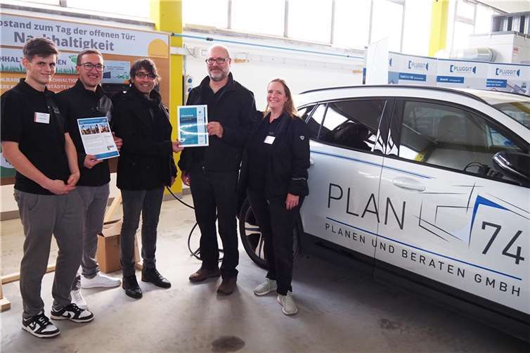 BLICK aktuell Anzeigenberater, Aljosha Sheikh (3.v.l.), übergab vom Krupp-Verlag initiierte Urkunden über die Nachhaltigkeit im Print Bereich der Firma „plan74“, an deren Geschäftsführer, Peter Happ (2.v.r.). Darüber freuten sich auch Umweltingenieur David Küpper, Robin Holly, Marketing und Astrid Schäfer, Personalmanagement. 