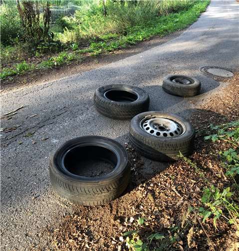 Bei Ohlenhard hat jemand mehrere Reifen illegal entsorgt. Foto: privat