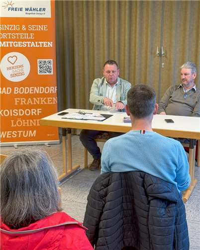 Bei der Dialogveranstaltung in Franken stellte sich Bürgermeisterkandidat Alexander Albrecht (links) den Fragen der Bewohner und des Ortsvorstehers Jürgen Koffer (rechts). Foto: Reiner Friedsam
