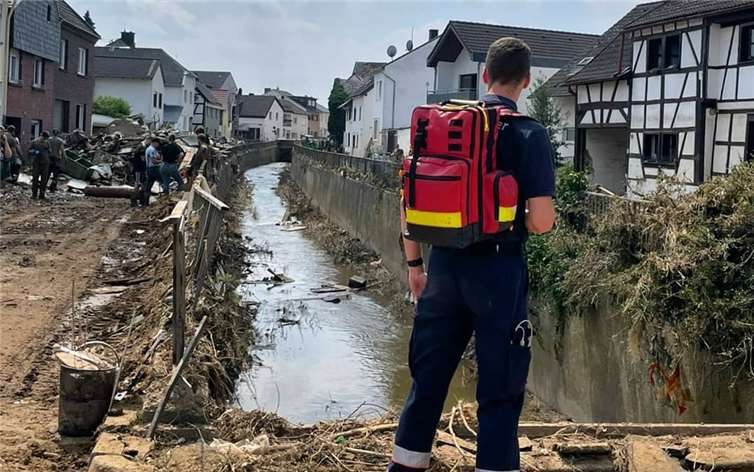 Bei der Hochwasserkatastrophe im Dauereinsatz: Die Meckenheimer Kräfte des Malteser-Katastrophenschutzes. Foto: Gross/Malteser