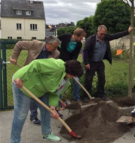 Bei der Jubiläumsaktion spendete der Verband dem Kindergarten St. Genovefa einen Baum und pflanzte diesen dort. privat