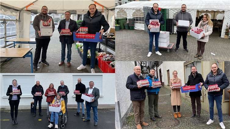 Bei der Übergabe der Schoko-Nikoläuse an die vier Tafeln im Kreis Neuwied.Foto: privat