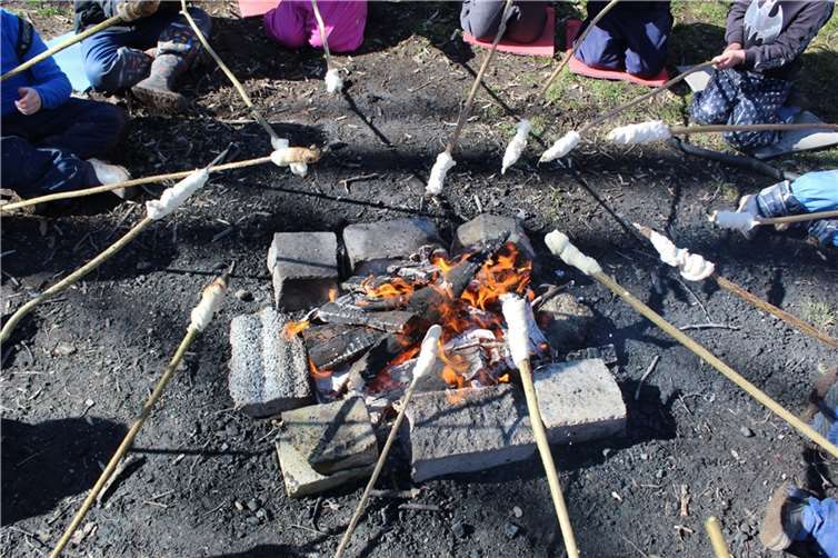 Bei einem Abschluss am Lagerfeuer ließ man die Waldwoche mit Stockbrot und Würstchen ausklingen.