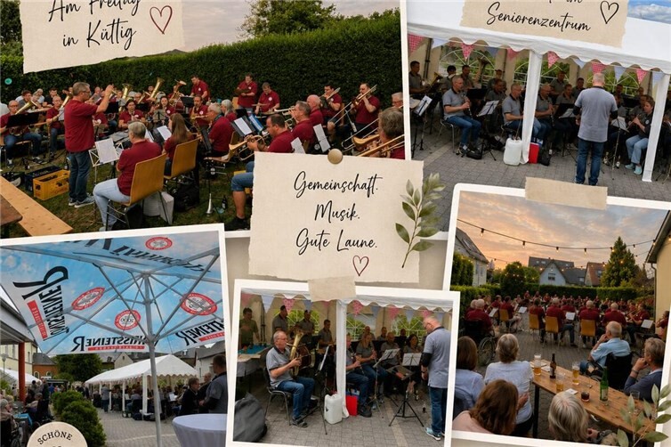 Bei sommerlicher Atmosphäre  sorgte die Stadtkapelle für einen stimmungsvollen Start in das Küttiger Kirmeswochenende und beim Auftritt beim Sommerfest des Seniorenzentrums Münstermaifeld