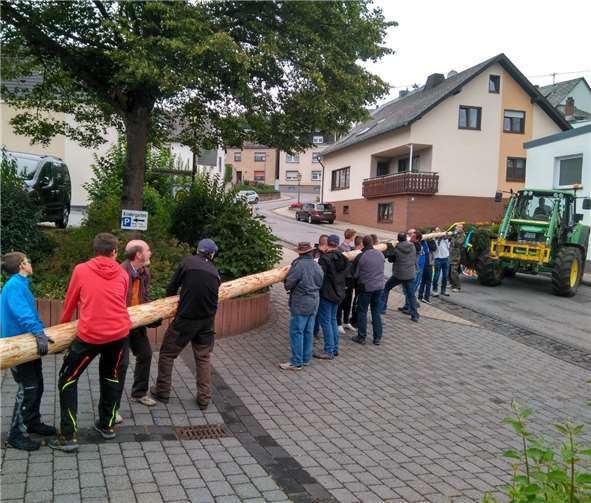 Beim Baum stellen haben viele Helfer ihr Können bewiesen.