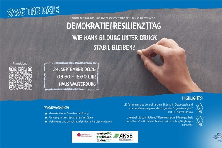 Beim Demokratie[resilienz]tag erwarten die Teilnehmenden praxisnahe Workshops, fachliche Impulse und Raum für Austausch mit anderen Engagierten aus Bildung und Zivilgesellschaft.
