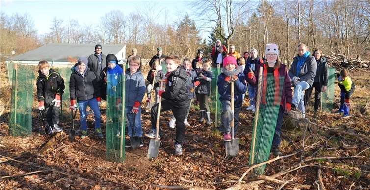 Beim Ferienprogramm der Stadt Andernach dreht sich sehr viel um Umwelt und Natur. Und so pflanzten teilnehmende Kinder 50 Bäume im Wald bei Kell.  Foto: Stadt Andernach/Maurer