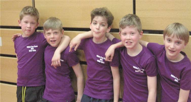 Beim Landesfinale: Im Team der Viertklässler spielten Amir Fleega, Justus Hartmann, Alexander und Maximilian Janke und Phil Schmickler.privat