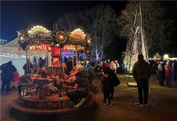 Beim nostalgischen Karussell konnten kleine Besucher sich auf einem Pferd, n einer Kutsche oder im Schwan runddrehen lassen.  Foto: Uferlichter e.V.