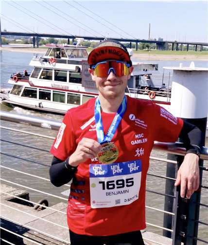 Benjamin Bauer-König nach seinem Rekordlauf über 42,2 km in Düsseldorf