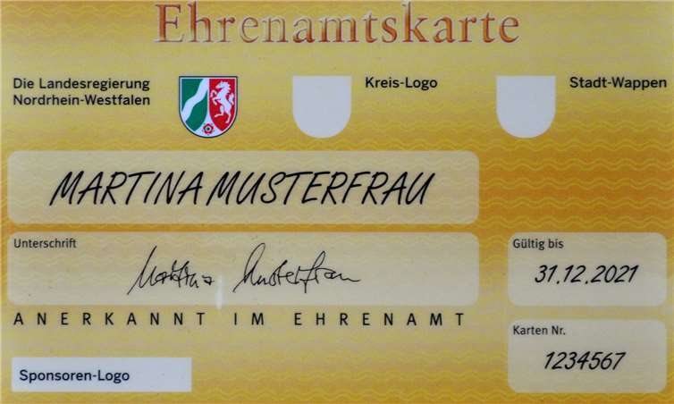 Berechtigte können die Ehrenamtskarte ab sofort im Meckenheimer Rathaus beantragen. Quelle: Stadt Meckenheim