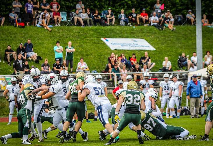 Bereits im Hinspiel zeigten die Razorbacks, dass sie ein ernst zu nehmender Gegner sind.Foto: fischkoppMedien