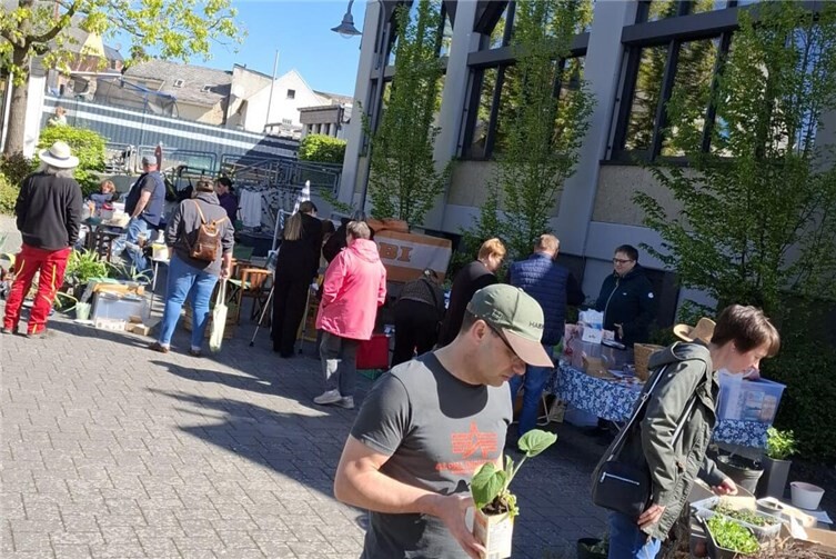 Besucher der Pflanzentauschbörse