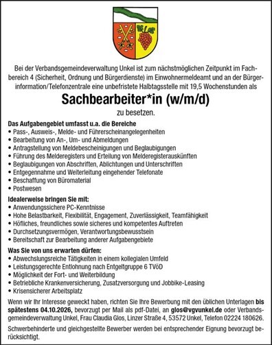 Stellenanzeige 