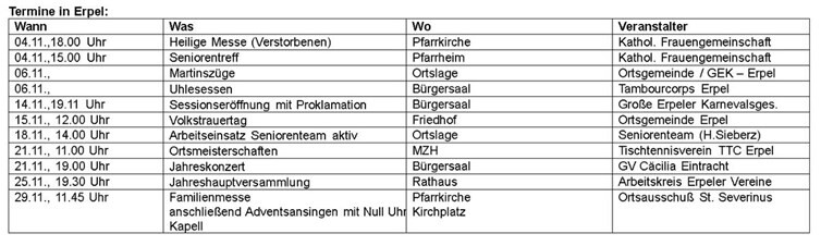 Veranstaltungskalender 