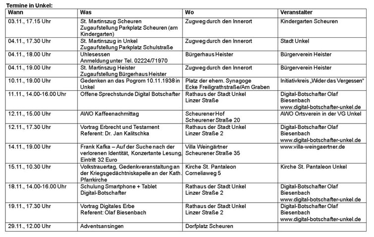 Veranstaltungskalender 