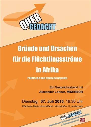„Gründe und Ursache für die Flüchtlingsströme in Afrika“ 