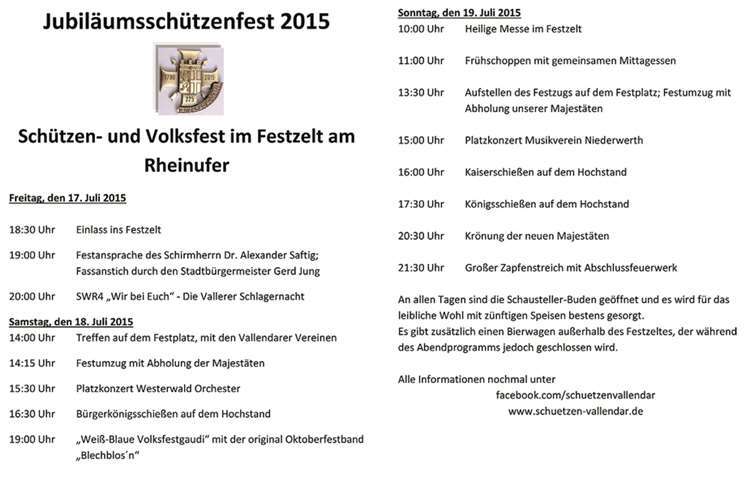 Jubiläumsschützenfest 2015