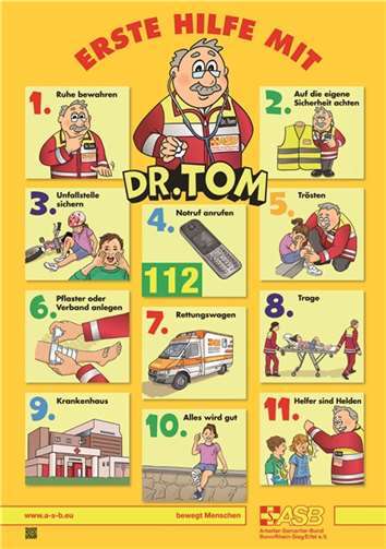 Neues ASB-Lernposter zur Ersten Hilfe mit Dr. Tom 