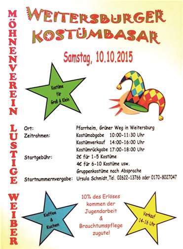 Jetzt Startnummer für Kostümbasar sichern