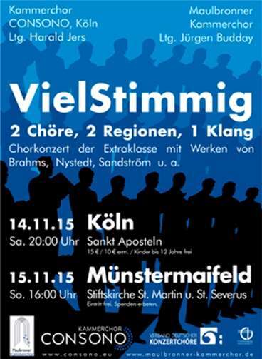 Gemeinschaftskonzert Maulbonner Kammerchor und des Kölner Kammerchor 