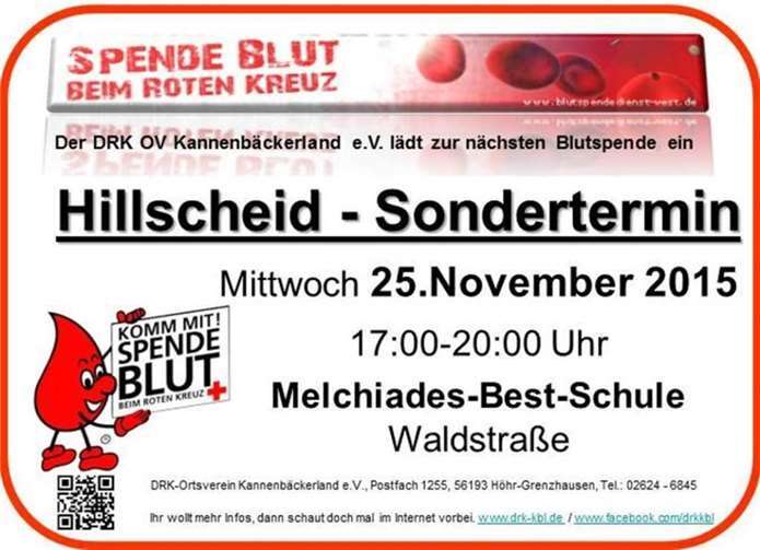 Blutspende Hillscheid- Sondertermin