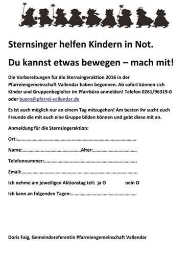 Sternsinger helfen Kindern in Not 