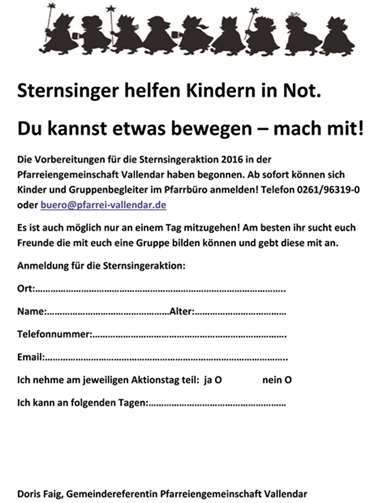 Sternsinger helfen Kindern in Not