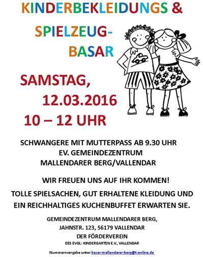Frühjahrsbasar für Kindersachen 
