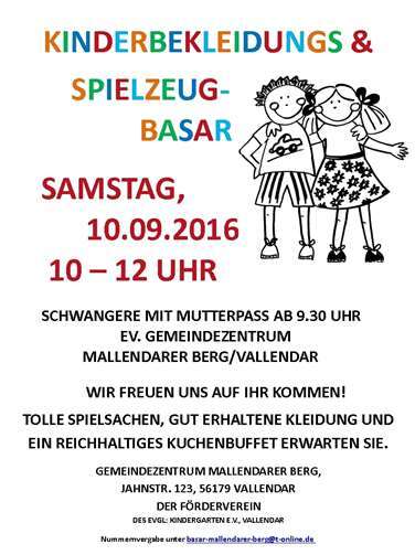 Kinderkleidung und Spielzeug im Angebot