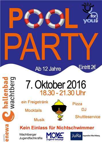 Zweite Pool Party für alle Jugendlichen ab zwölf Jahren 